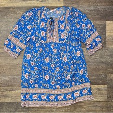 NWT Bluetime blue and pink floral BoHo style dress size XL B164