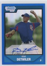 2007 Bowman Draft Chrome Picks Rookie Blue Refractor /150 Ross Detwiler Auto 0c2
