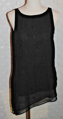 #ad WHITE HOUSE BLACK MARKET Women#x27;s Black Tank Sleeveless Asymmetric Tunic Size XS $17.05