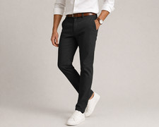 Mens Chino Trousers Slim Fit Stretch Cotton Casual Jeans Style All Waist Sizes