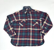 Vintage Woolrich Heavy Wool Button Up Plaid Shirt Size L Made in USA