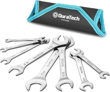 DURATECH Super-Thin Open End Wrench Set, Metric, 8-Piece, Including 5.5, 7, 8, 9