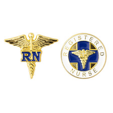 Registered Nurse "RN" Lapel Pin Set Small, Gold