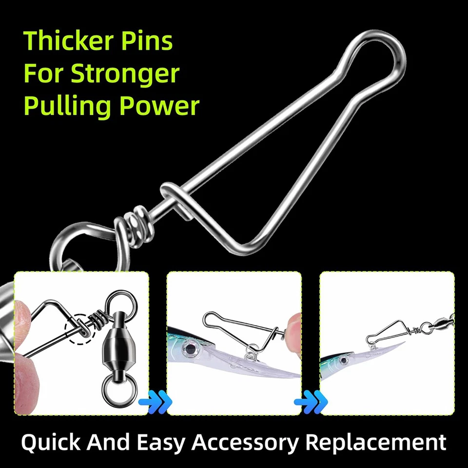 25Pcs Ball Bearing Swivels With Coastlock Snaps Fast Connector Fishing Tackle - Image 3 of 4