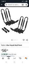 New Kayak Roof Rack, 2 Pair J-Bar Roof Rack with 4 Ties. Kayak Carrier J Hook