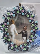 Mini Oval Floral Splendor Picture Frame Floral & Crystals  By Studio Novo NIB
