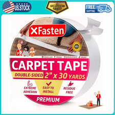XFasten Double Sided Carpet Tape 2" x 30 Yards Heavy Duty Rug Grip Anti Slip