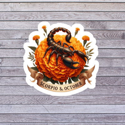 Scorpio sticker vinyl decal scorpion marigold flower zodiac october banner