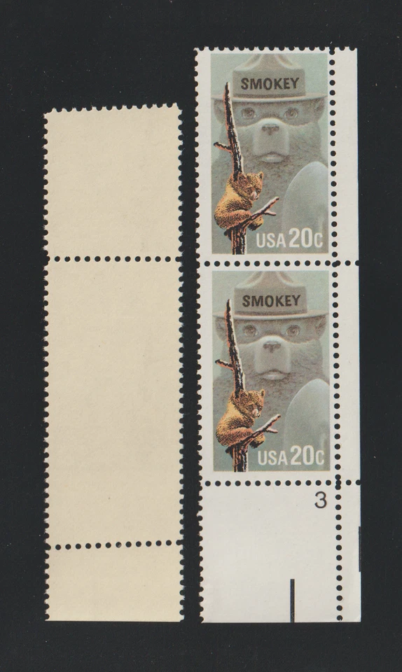 US EFO ERROR Stamps #2096 Smokey Bear: Misperf Mini & Jumbo pair & Normal.  MNH - Image 2 of 2