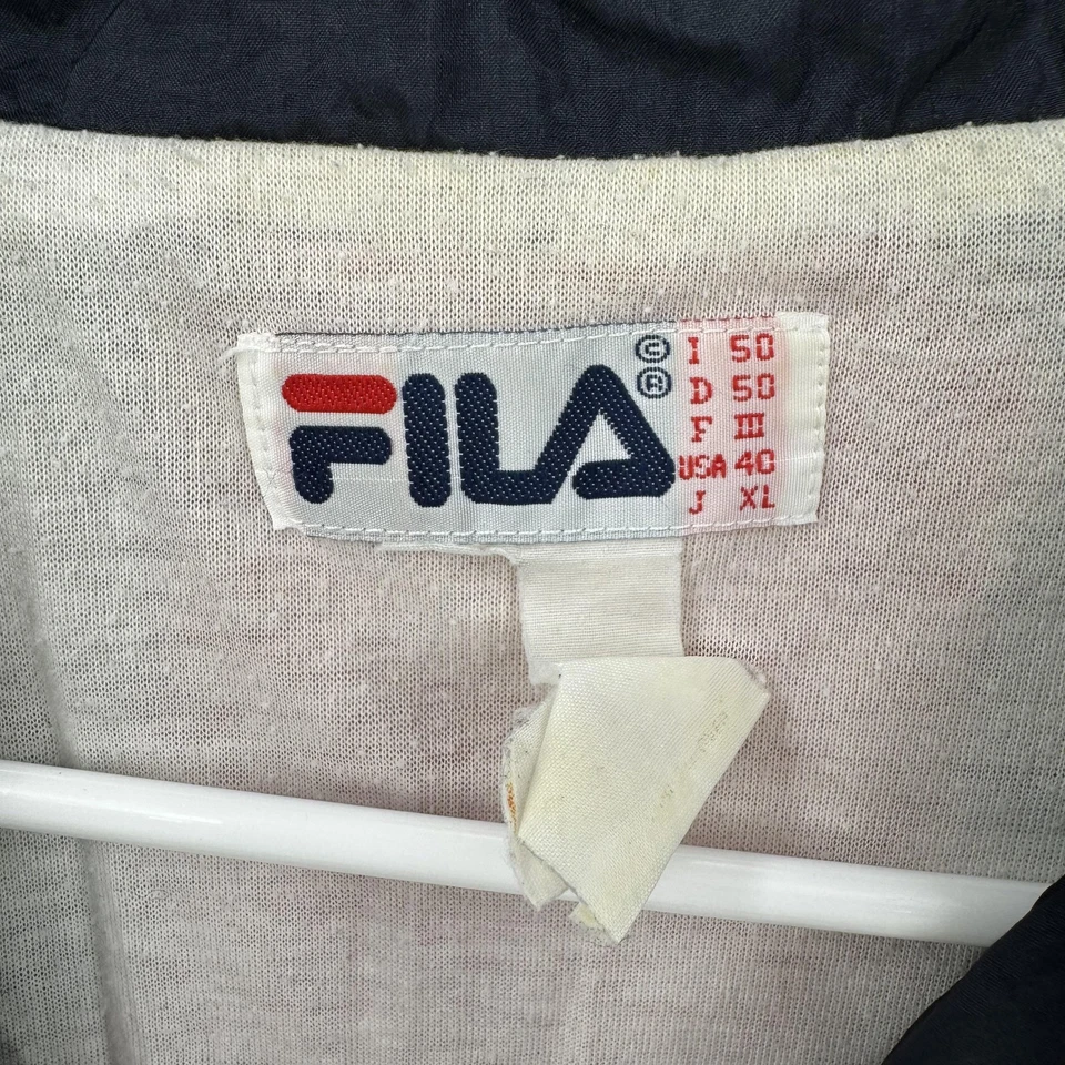 Vintage FILA Jacket Mens Large Navy Red Geometric Full Zip Windbreaker 90s - Image 3 of 4