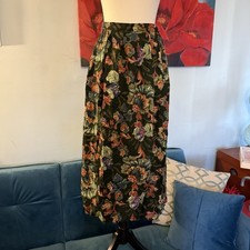 Vintage 90s USA ORVIS Women's Floral Pleated Skirt Autumn Shades Size 10/12