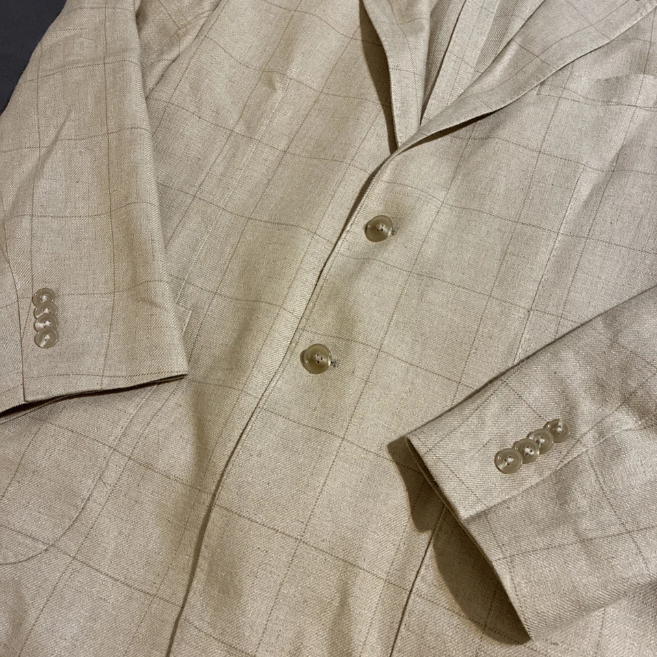 Todd Snyder Mezcla de Seda/Lino Cuadros Tostado Abrigo Deportivo Traje Chaqueta Blazer 42R Foto 4 de 4