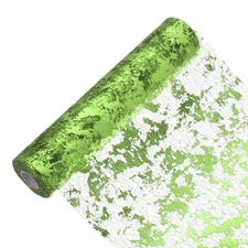 49 Feet Table Runner, Sequin Foil Thin Mesh Metallic Table Runner, Fruit Green