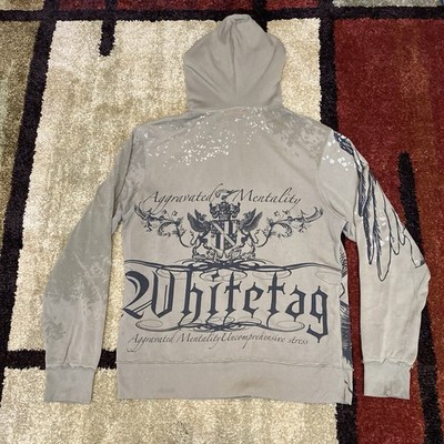 Y2K Whitetag Affliction Style Zip Up Hoodie Size Medium Jesse