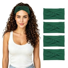 Knotted Cross Hair Bandana Green 4 Pcs  Workout Head Wrap