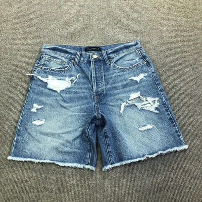 Aéropostale Shorts Womens 6 Blue Denim Skater Destroy Cutoff Raw Hem Medium Wash