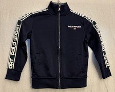 Polo Ralph Lauren Jacket Boys 10-12 Blue Polo Sport Track Zip Logo Warm Up