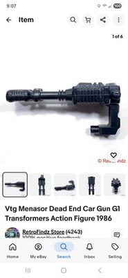 TRANSFORMERS G1 (Vintage 1986) Menasor DEAD END Car GUN + CONNECTOR Part