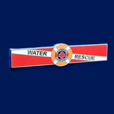 WATER RESCUE CERTIFIED LIFEGUARD PIN:  1-3/4" Size, Silver-nickel,  Item #1702