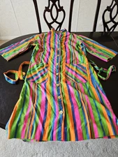 VTG 1960s-70s Tumbleweeds Colorful Striped Button-up Womens Dress