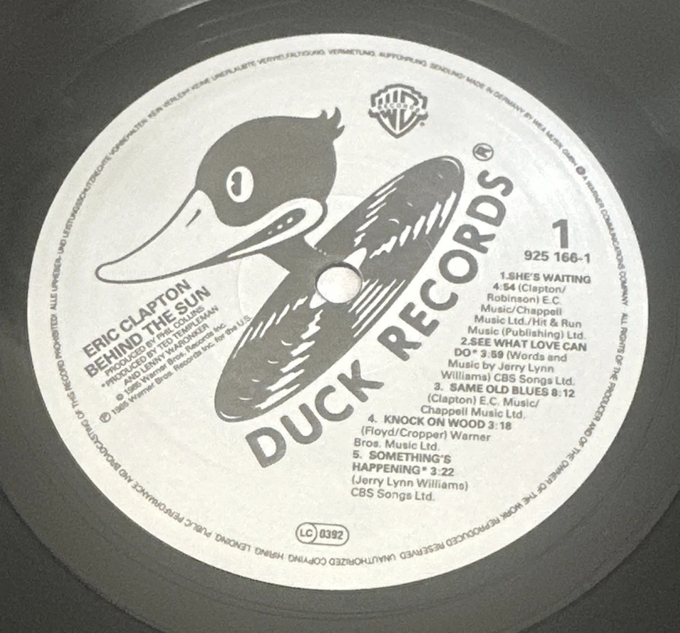 Eric Clapton ~ Behind the Sun ~ Lp Vinyl Record (1985) 925166-1 EX / NM - Image 4 of 4