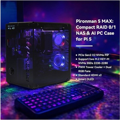 Pironman 5-MAX NAS RAID Case for Raspberry Pi 5 Power Users