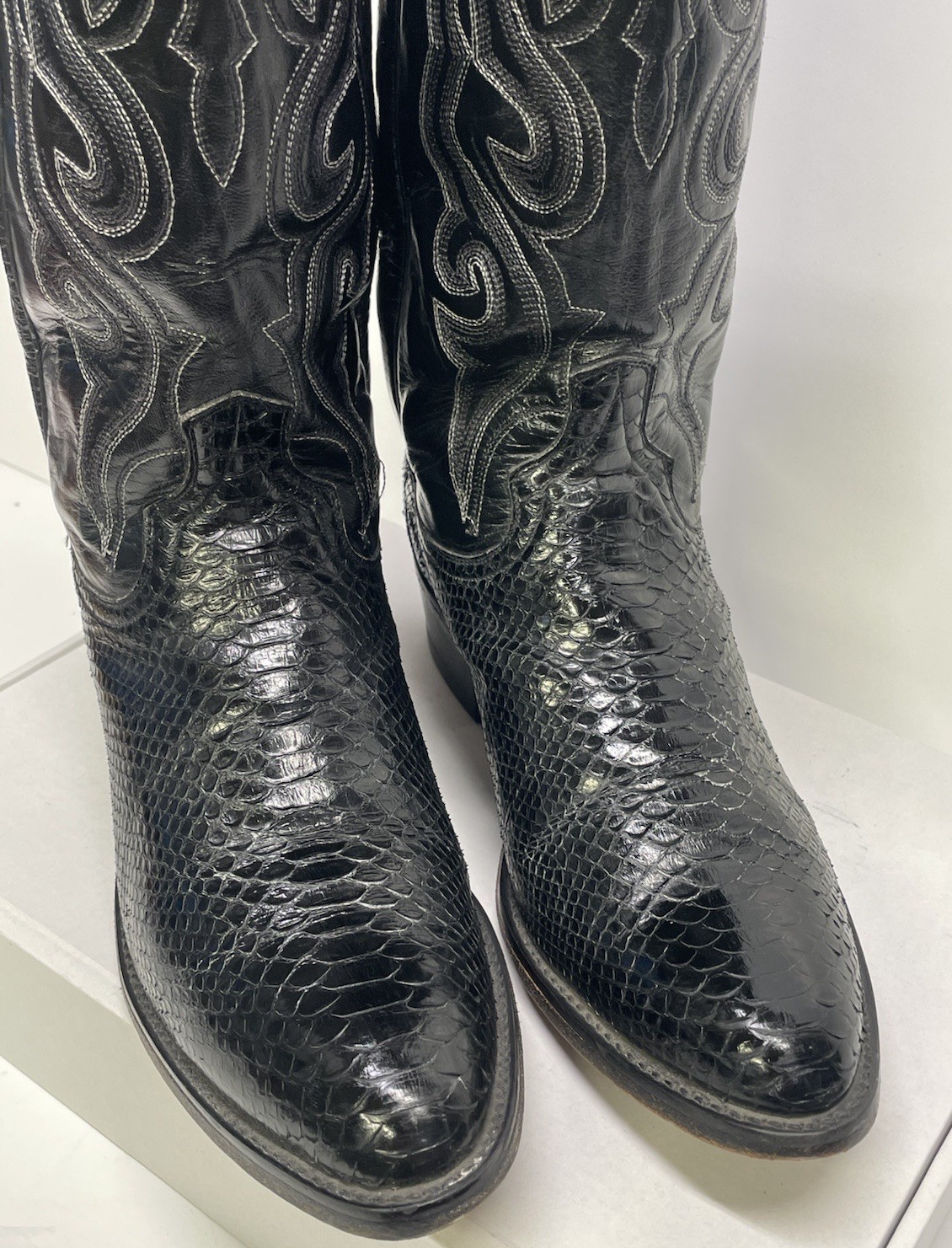 Dan Post Cowboy Boots Black Python Western Size 9… - image 3