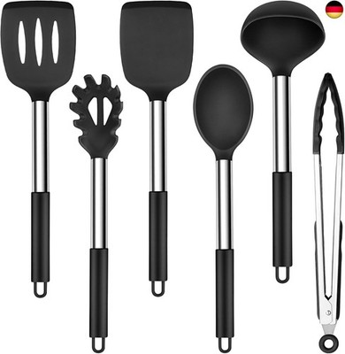 Silicone Kitchen Utensil Set, 6 Pieces Cooking Utensils Cooking Cutlery Set with