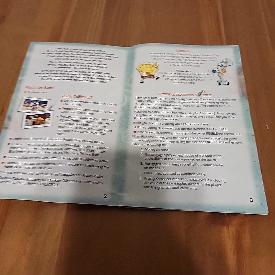 Libro de instrucciones/reglas del juego Monopoly Bob Esponja Foto 2 de 4