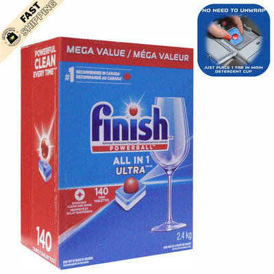 Finish Powerball Dishwasher Detergent Tablets All in One Fresh 140 Count Tabs