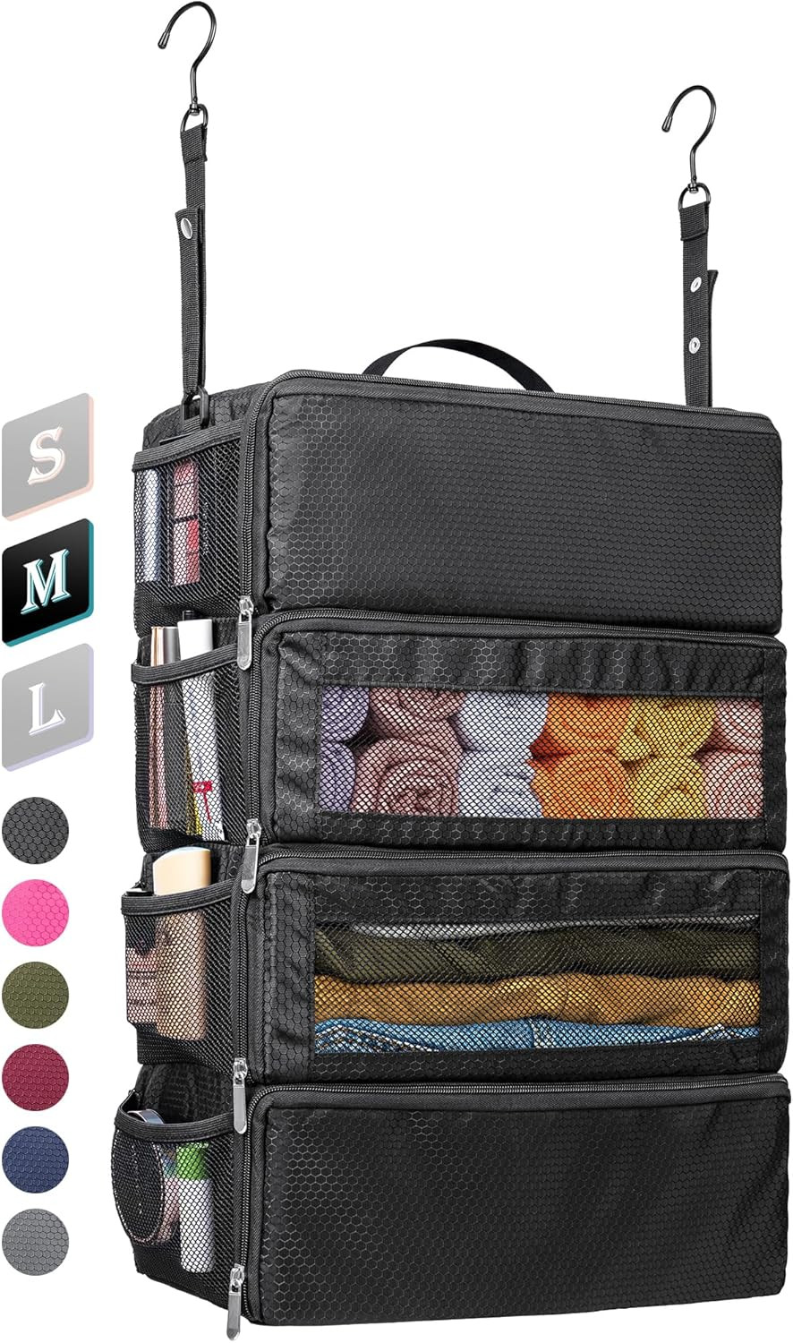 Suitcase Organizer, Travel Luggage Organizer Hanging Shelves Packing Cube Closet