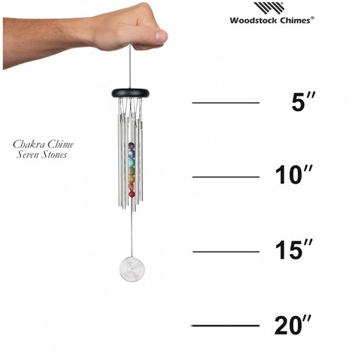 Woodstock Wind Chimes Seven Chakra Stones 17" Wind Chime - Silver - Picture 2 of 3