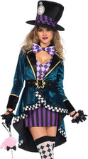 Women'S 5 PC Delightful Mad Hatter Costume Women