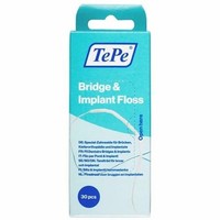 TePe Bridge & Implant Floss – 30-Pack, Thick Spongy Floss for Implants, Bridges