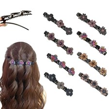 Braided Hair Clips - Sparkling Crystal Stone Barrettes For Styling