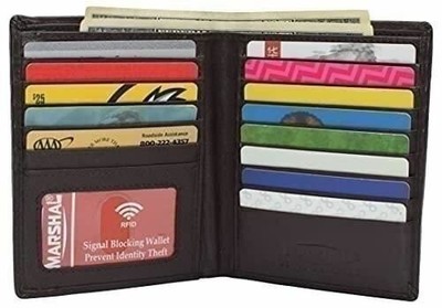 Marshal Men's RFID Cow Leather European Bifold Wallet Hipster ID Window