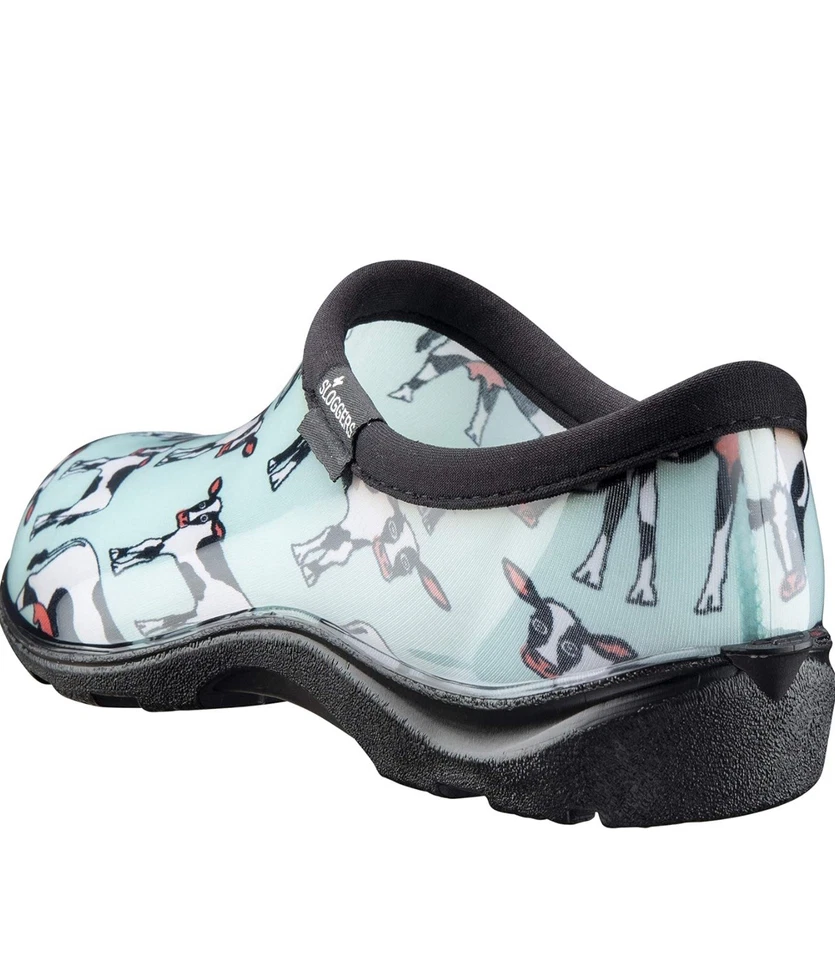 Retired Cowabella Mint Cow Print Women's Sloggers Clogs Waterproof Garden Shoes - Image 2 of 4
