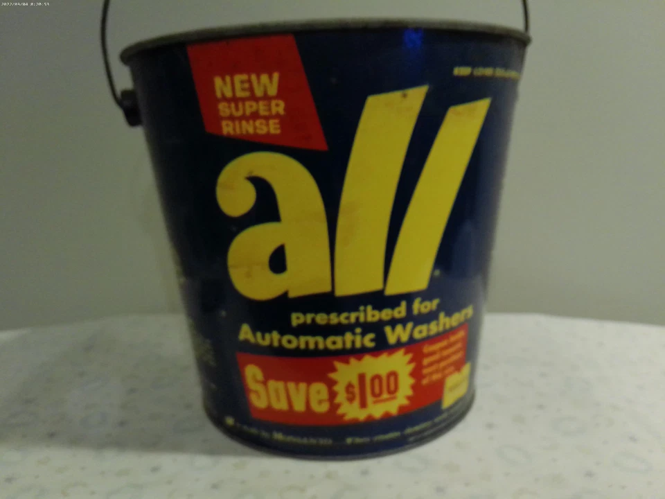 Cubo de cubo de metal detergente para ropa 1956 fechas Monsanto 23 lb Foto 2 de 4