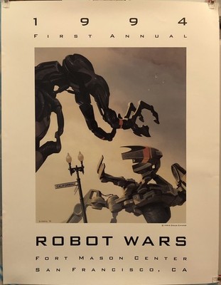 1994 ROBOT WARS 1st Annual BATTLE BOTS Original POSTER San Francisco Marc Thorpe