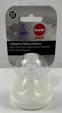 Joovy Boob Nipples X-Cut Clear 2 Count Extra Fast Flow Compatible. New