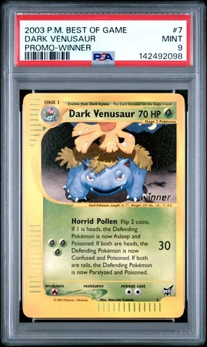 2003 POKEMON BEST OF GAME PROMO WINNER #7 DARK VENUSAUR PSA 9