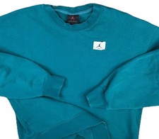 Nike Jordan Flight Fleece Crewneck Sweatshirt Womens S Teal Pullover DQ4599