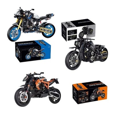 Technische MOC Bausteine Motorrad Modell Kreativ Bausatz Montage