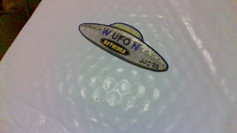 cloth emblem patch  WUFON Woodstock UFO Network 4" wide 1 3/4" high saucer shape - Image 3 of 4