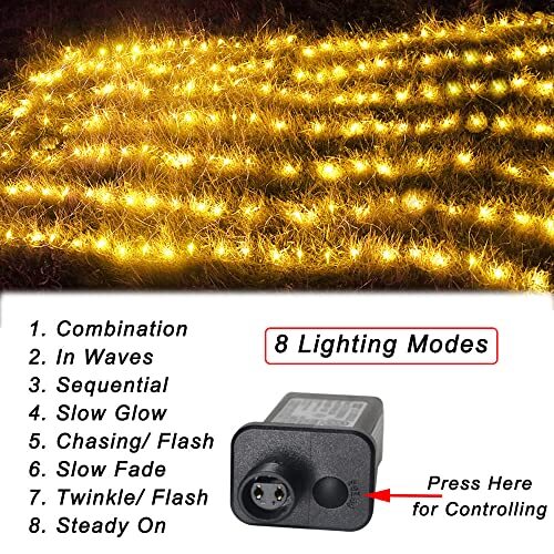 Net Lights, 300LED Christmas Outdoor Mesh Light, 14.8x4.9 ft Fairy Warm White - 第 4/7 張圖片