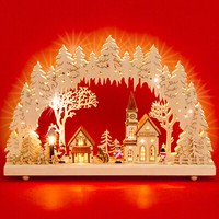 Sikora LB52 Beleuchteter Led Holz Schwibbogen Lichterbogen Winterdorf Mit Trafo