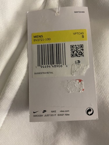 NEW!! NIKE ESSENTIALS FLEECE SHORTS White Black Size Small - Picture 5 of 5