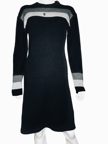 Diplodocus Damen weiches Laine Wollmischung schwarz Langarm Midi Pullover Kleid M - Bild 2 von 8