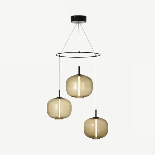 Made.com - Olney 3 Pendant Ceiling Light, Amber & Black *BN SEALED* RRP: £215 - Picture 1 of 7