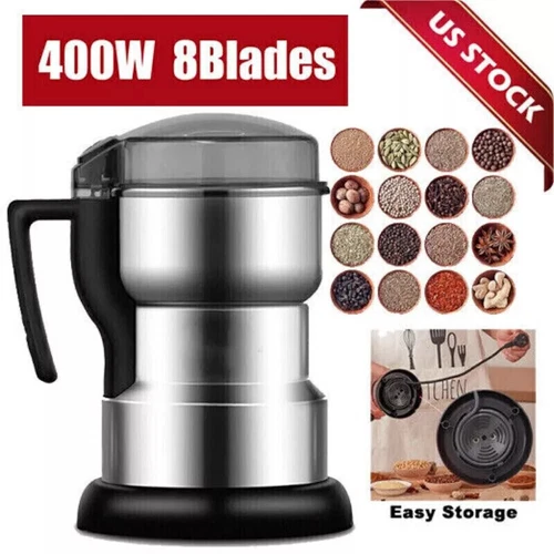 8-Blade Electric Coffee Grinder Grinding Milling Bean Spice Matt Blender 400W US